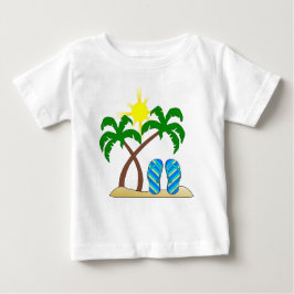 Camiseta De Bebé Playa Cute con palmeras bebé