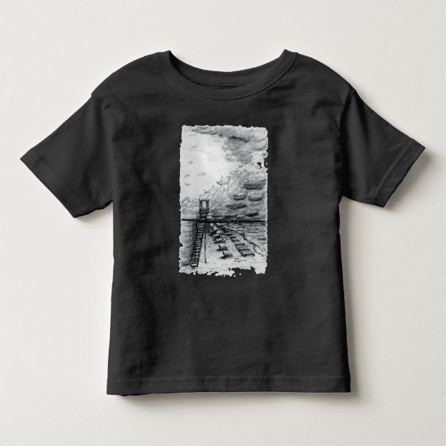 Camiseta De Bebé Playa de Cancún en blanco y negro (Anverso)