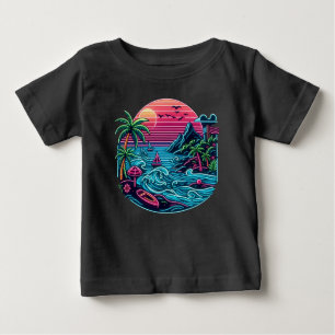 Camiseta De Bebé Playa de neón tropical/hawaiana