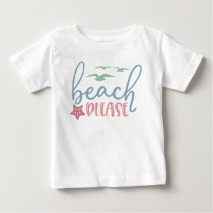 Camiseta De Bebé Playa Por Favor Estrella Peces Gaviotas Diversión