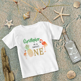 Camiseta De Bebé Playa Tropical de Verano Luau Niños Primer Cumplea