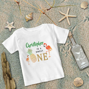 Camiseta De Bebé Playa Tropical de Verano Luau Niños Primer Cumplea