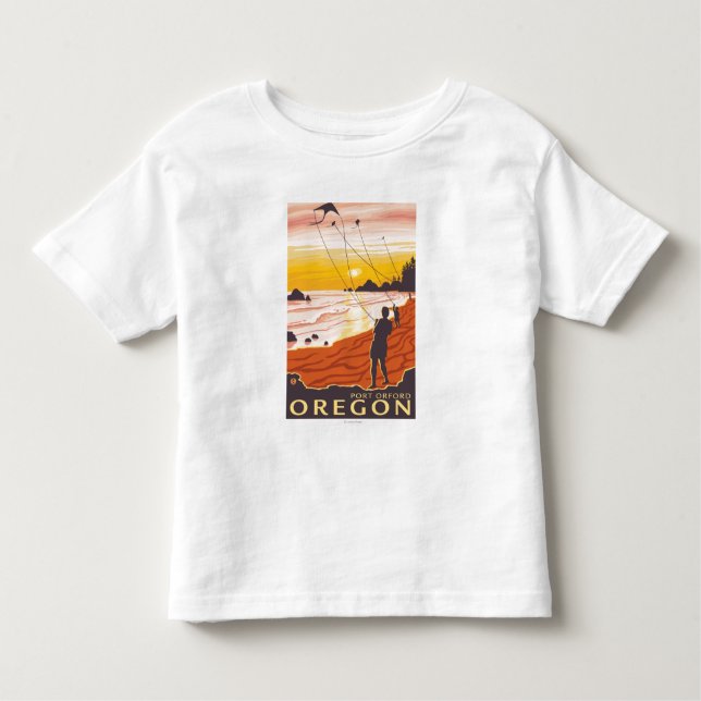 Camiseta De Bebé Playa y cometas - puerto Orford, Oregon (Anverso)