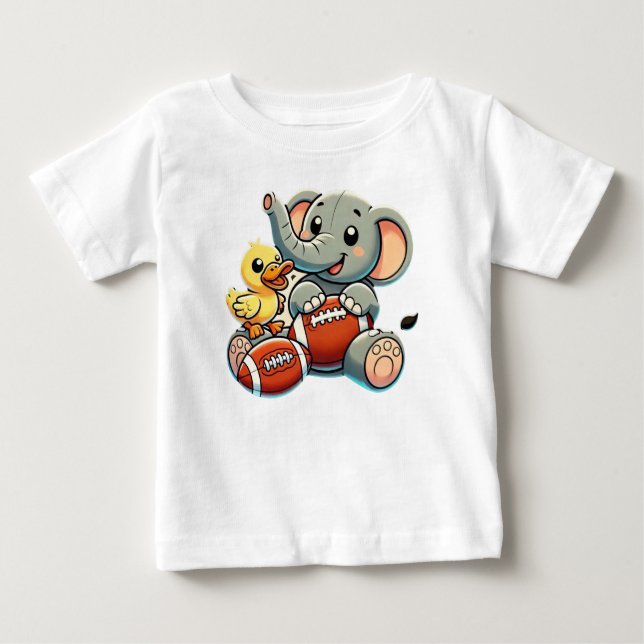 Camiseta De Bebé Playas: Elefante Personalizado y pato (Anverso)