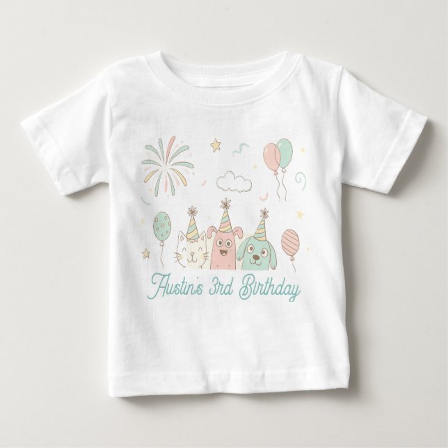 Camiseta De Bebé Playful Sweet and Three Birthday (Anverso)