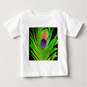 Camiseta De Bebé Pluma de Pavo Real Colores Neón