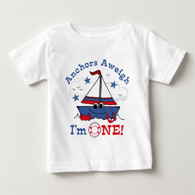 Camiseta De Bebé Poco 1r cumpleaños del velero (Anverso)