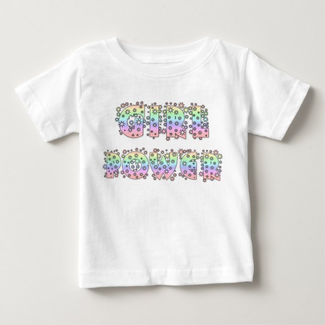 Camiseta De Bebé Poder chica con estrellas y destellos (Anverso)