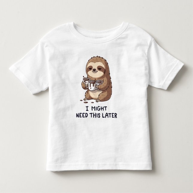 Camiseta De Bebé Podría Necesitar Café Más Tarde - Humor Lazy Sloth (Anverso)