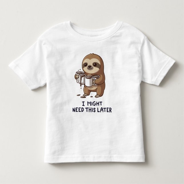 Camiseta De Bebé Podría Necesitar Café Más Tarde - Humor Lazy Sloth (Anverso)