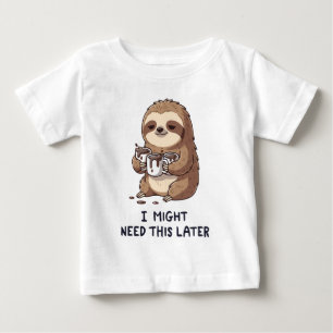 Camiseta De Bebé Podría Necesitar Café Más Tarde - Humor Lazy Sloth