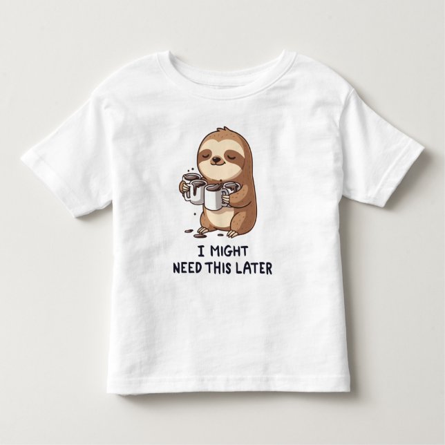 Camiseta De Bebé Podría Necesitar Café Más Tarde - Humor Lazy Sloth (Anverso)