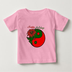 Camiseta De Bebé Poinsettia Verde Rojo Yin Yang Navideño