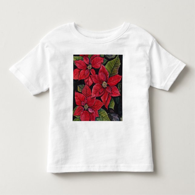 Camiseta De Bebé Poinsettia Vibrante en Acuarela   (Anverso)