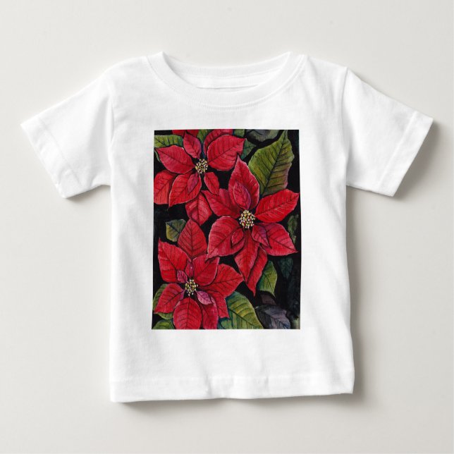 Camiseta De Bebé Poinsettia vibrante en acuarela (Anverso)
