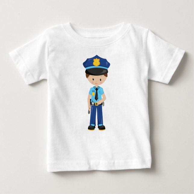 Camiseta De Bebé Policía, Agente de Policía, Policía, Cabello Casta