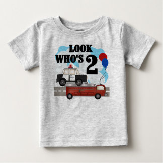Camiseta De Bebé Policía y cumpleaños del fuego 2do