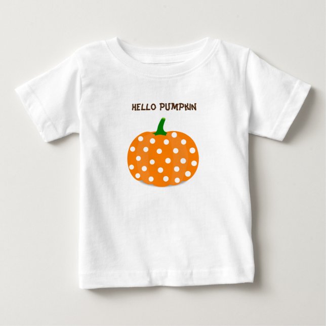 Camiseta De Bebé Polka Dot Hello Pumpkin (Anverso)