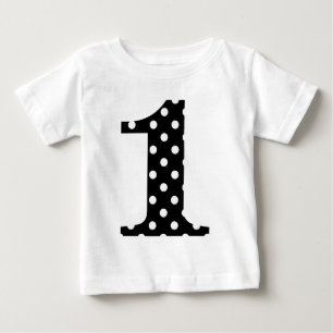 Camiseta De Bebé Polka Dot negro y blanco