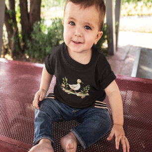 Camiseta De Bebé Pollito al Acuarela Con Trébol De Cuatro Hojas 