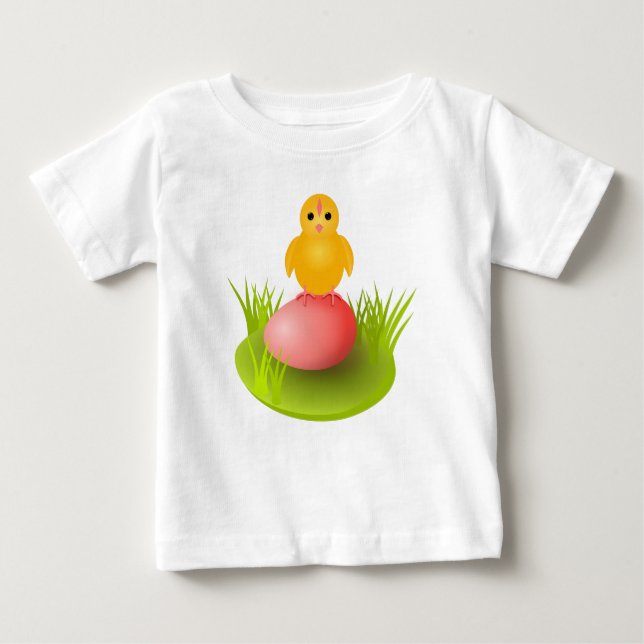 Camiseta De Bebé Pollito amarillo pequeño y huevo (Anverso)