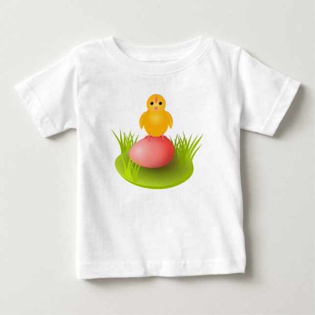 Camiseta De Bebé Pollito amarillo y huevo (Anverso)