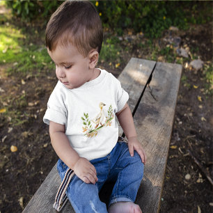 Camiseta De Bebé Pollito en acuarela con trébol de cuatro hojas