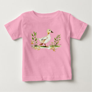 Camiseta De Bebé Pollito en acuarela con trébol de cuatro hojas 