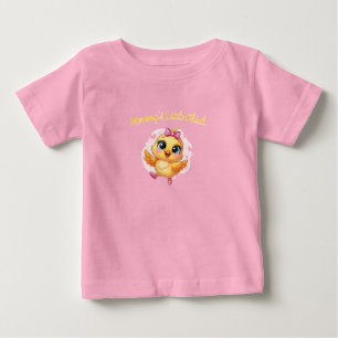 Camiseta De Bebé Pollito Rosa Bebé Pequeño con Patrón de Lazo