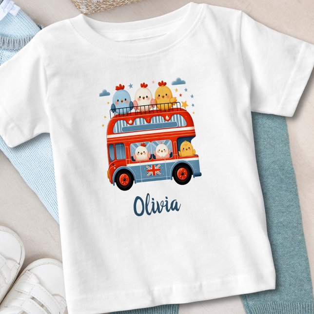 Camiseta De Bebé Pollitos Adorables y Autobús de Londres (Subido por el creador)