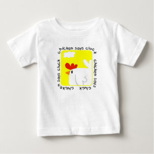 Camiseta De Bebé Pollo dice vestido de bebé de granja de Cluck