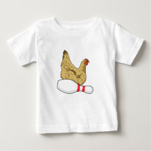 Camiseta De Bebé Pollo en el Bowling con vástago