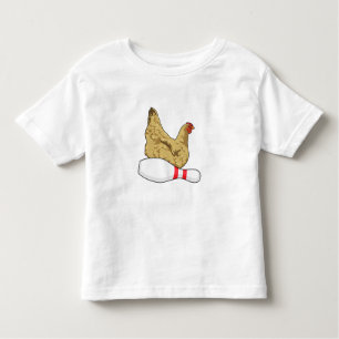 Camiseta De Bebé Pollo en el Bowling con vástago