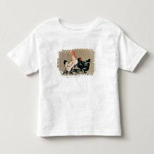 Camiseta De Bebé Pollo y gallina (litho del color)