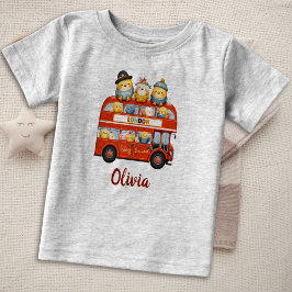 Camiseta De Bebé Pollos pequeños en el autobús de doble cubierta de