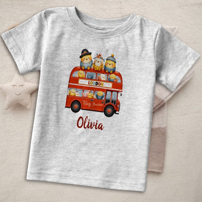 Camiseta De Bebé Pollos pequeños en el autobús de doble cubierta de (Subido por el creador)