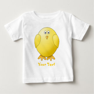Camiseta De Bebé Polluelo lindo. Pequeño pájaro amarillo. Texto