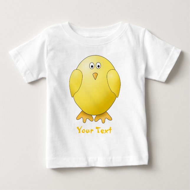 Camiseta De Bebé Polluelo lindo. Pequeño pájaro amarillo. Texto (Anverso)