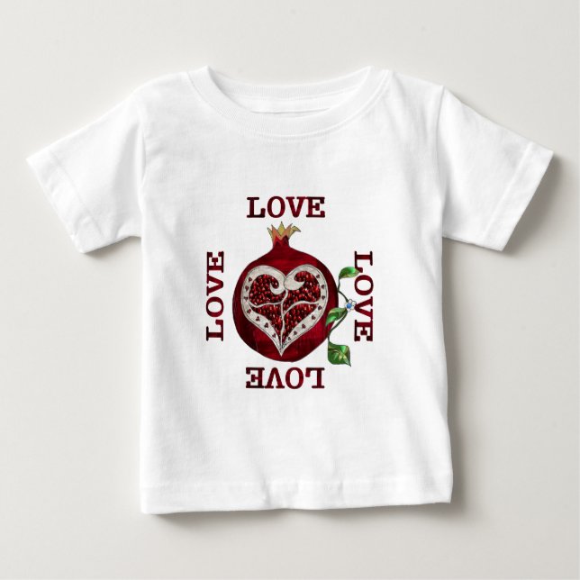 Camiseta De Bebé Pomegranate Heart LOVE Valentine (Anverso)