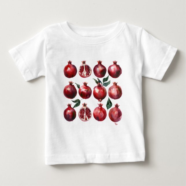 Camiseta De Bebé Pomegranate Watercolor Art (Anverso)