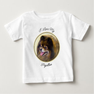Camiseta De Bebé Pomerania Negra y Tan Pintura Original de Perro