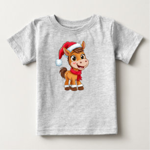Camiseta De Bebé Poni de dibujos animados lindo con sombrero y bufa
