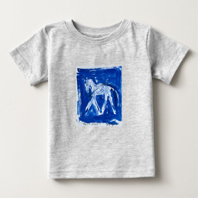 Camiseta De Bebé Pony azul (Anverso)
