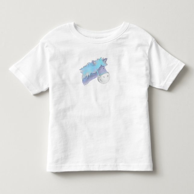 Camiseta De Bebé Pony azul tibio (Anverso)