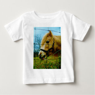 Camiseta De Bebé Pony en miniatura rubia / cielo azul de caballo