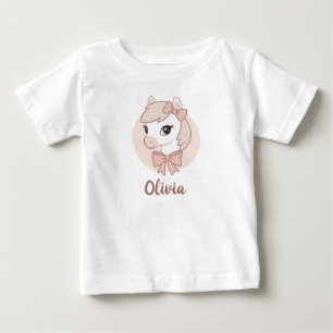 Camiseta De Bebé Pony Personalizado lindo con arcos rosados