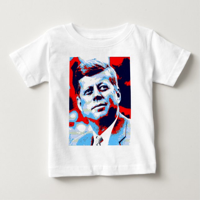 Camiseta De Bebé Pop Art JFK John F. Kennedy Blue (Anverso)