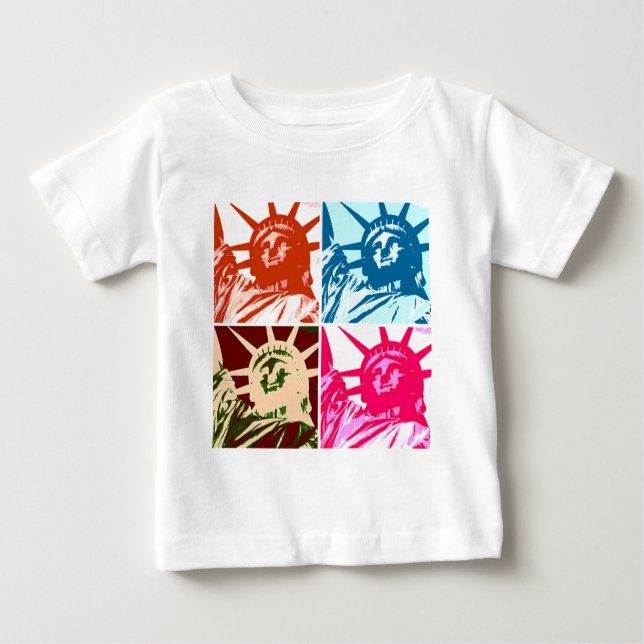 Camiseta De Bebé Pop Art Lady Liberty Nueva York (Anverso)