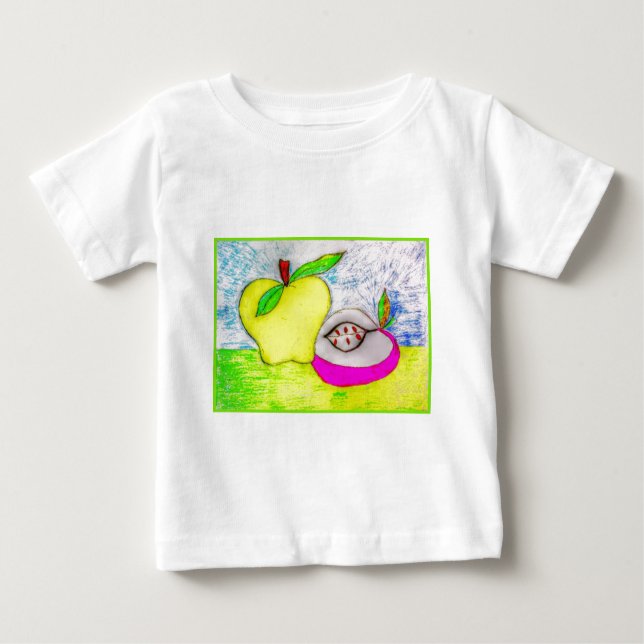 Camiseta De Bebé Pop Art Manzanas Infantil Creeper Orgánico (Anverso)