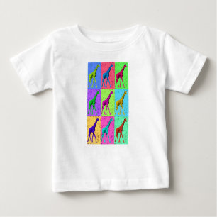 Camiseta De Bebé Pop Art Popart Walking Giraffe Multi-Color